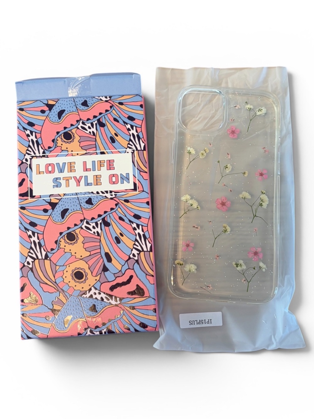 Clear Floral Phone Case with Pink and White Flowers